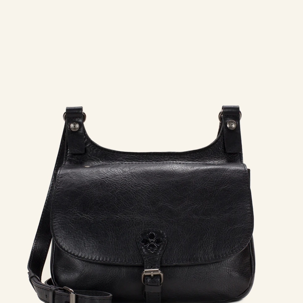 Patricia Nash Saddle Bag Elegant Black Leather Shoulder Bag
